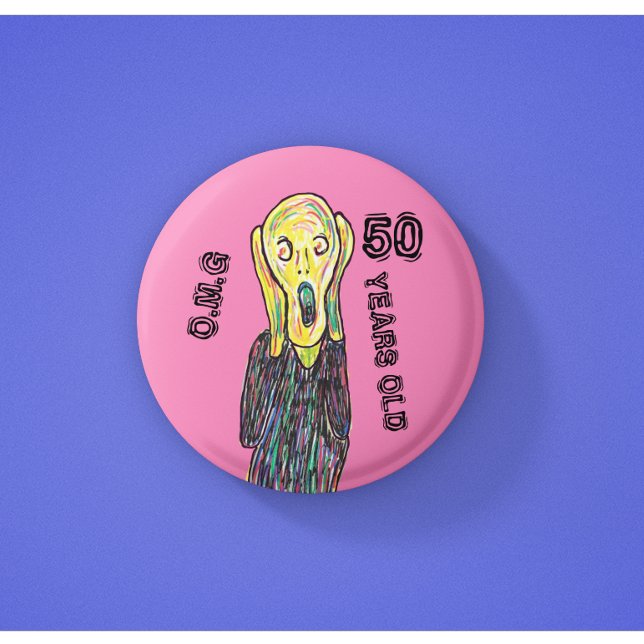50 years old birthday any age  6 cm round badge button (Creator Uploaded)