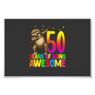 50 Years Old Birthday Sloth Dabbing 50th Birthday Photo Print