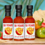 50 Years Old Custom 50th Birthday Party Gift Funny Hot Sauces<br><div class="desc">Personalize this hot sauce with any year of birth. Whether it's a 30th, 40th, 50th or 60th birthday, these custom hot sauce bottles make the perfect birthday gift for any milestone birthday party. Simply edit these hot sauce bottles in the personalize section to create your own customized birthday gift. Spice...</div>