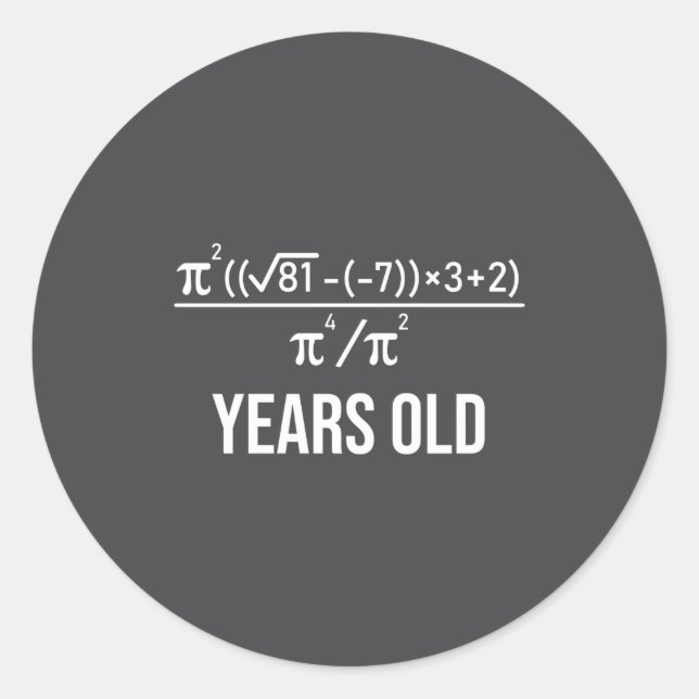 50 Years Old Equation Funny 50th Birthday Math  Classic Round Sticker (Front)