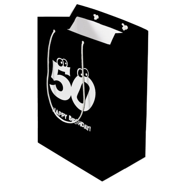 50 Years Old Eyeball Text Birthday Gift Bag (Back Angled)