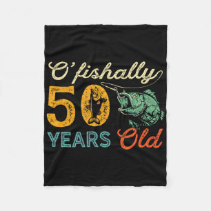 50 Years Old Fishing Gift 50th Birthday Cool Fifty Fleece Blanket