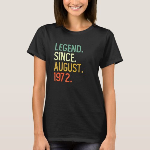 50 Years Old Legend Since August 1972 50th Birthda T_Shirt