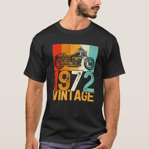50 Years Old Retro Motorcycle Vintage 1972 50Th Bi T_Shirt