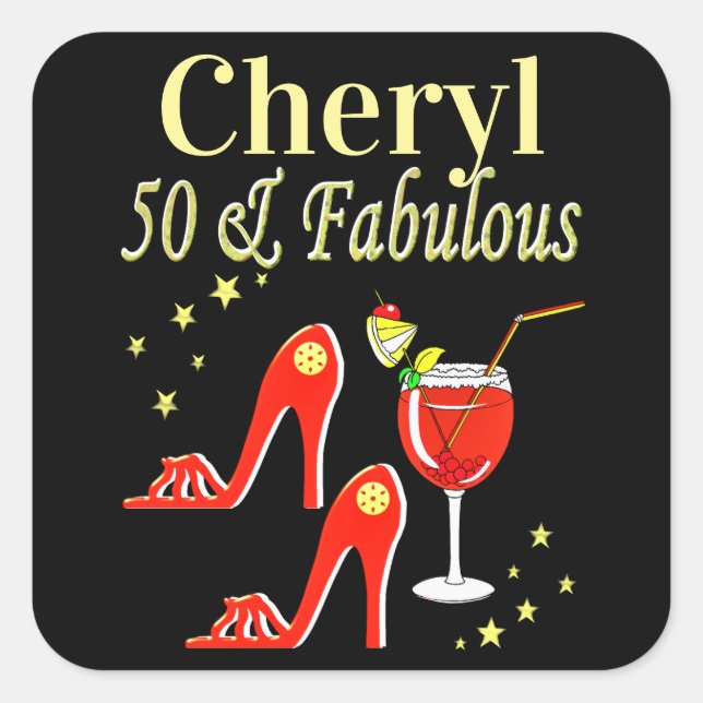50 YEARS OLD STYLE QUEEN SQUARE STICKER (Front)