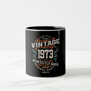 50 Years Old Vintage 1973 Man Myth Legend Two-Tone Coffee Mug