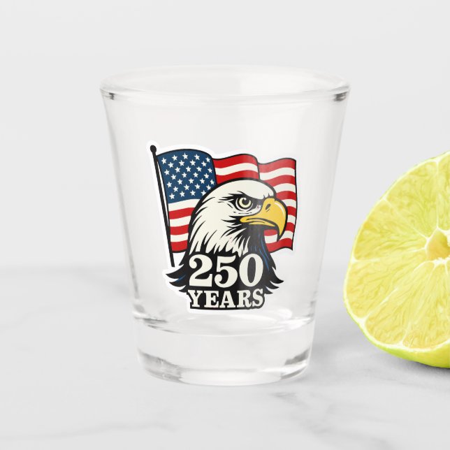 50 Years Patriotic Shot Glass – USA Eagle & Flag (Front)