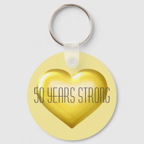 50 Years Strong Gold Heart Keychain