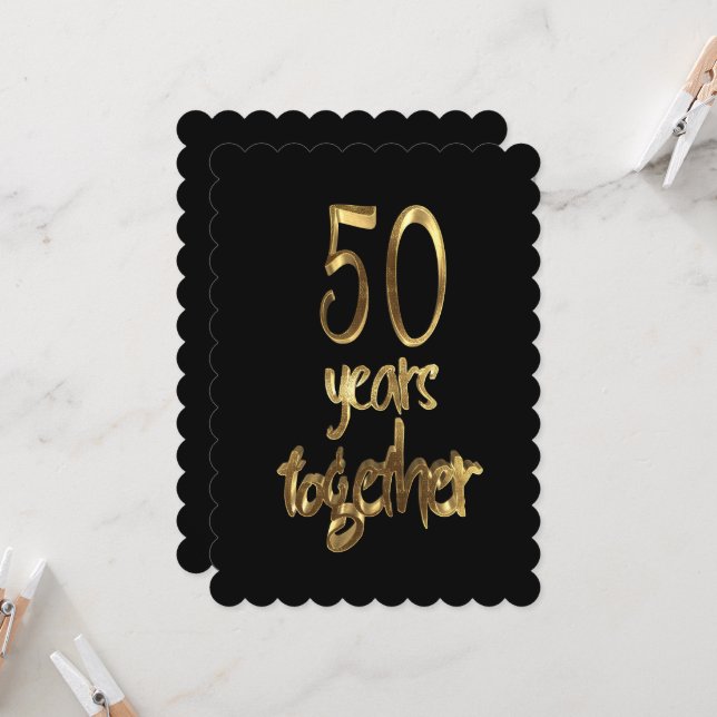 50 Years Together Golden Wedding 50th Anniversary Card (Front/Back In Situ)