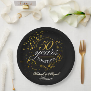 50 Years Together Golden Wedding Anniversary Party Paper Plates