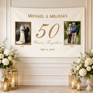 50 Years Together Then and Now Photo Anniversary Banner