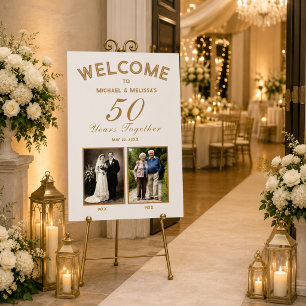 50 Years Together Then and Now Photo Welcome Sign