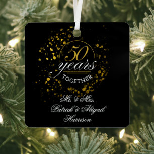 50 Years Together Wedding Anniversary Keepsake Metal Ornament