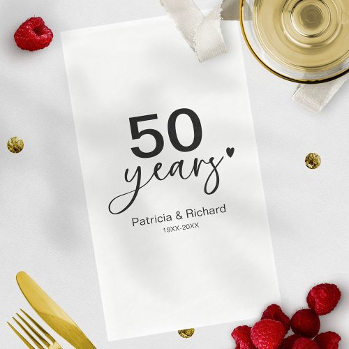 50 Years Wedding Anniversary Black And White  Paper Guest Towels