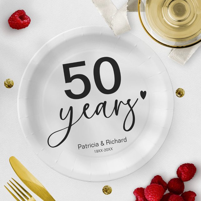 50 Years Wedding Anniversary Black And White  Paper Plates (Creator Uploaded)