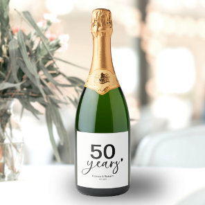 50 Years Wedding Anniversary Black And White Sparkling Wine Label