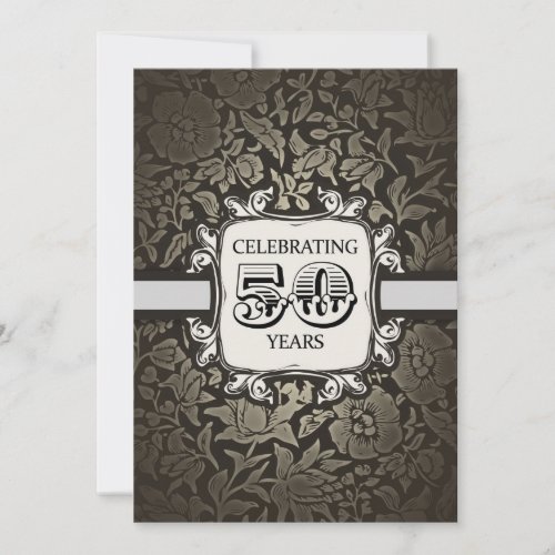 50 years wedding anniversary damask vintage invite