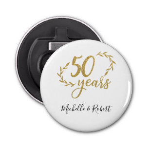 50 years wedding anniversary gift gold glitter bottle opener