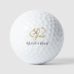 50 Years Wedding Anniversary Gift Gold Glitter Golf Balls at Zazzle