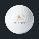 50 years wedding anniversary gift gold glitter golf balls<br><div class="desc">50 years wedding anniversary personalized golf ball,  featuring gold and glitter typography in hand lettering and calligraphy style font.</div>