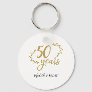 50 years wedding anniversary gift gold glitter keychain