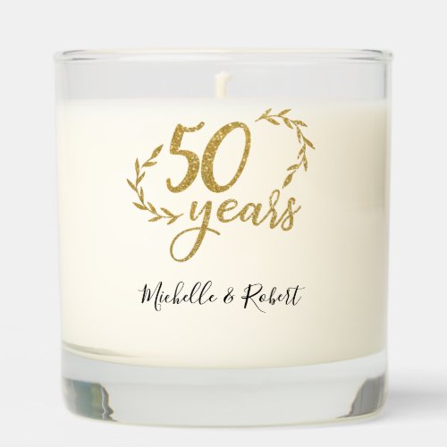 50 years wedding anniversary gift gold glitter scented candle