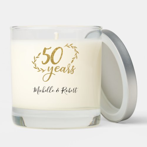50 years wedding anniversary gift gold glitter scented candle