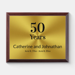 50 Years Wedding Anniversary Gold Black Elegant Award Plaque