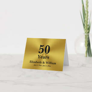 50 Years Wedding Happy Anniversary Black and Gold Card