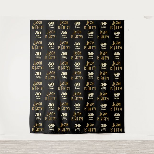 50 Years Young Step and Repeat Party Backdrop (Front)