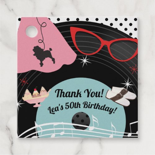 50s 1950s Record Theme Birthday Party Favor Tags