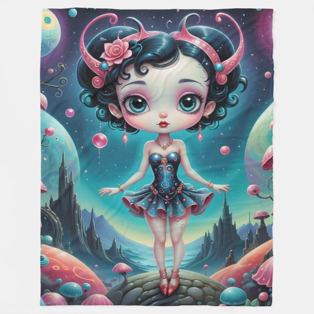 50's Alien Fantasty Fleece Blanket (Front)