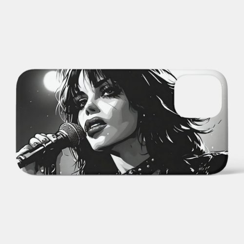 50s BW Graphic Comic Style Goth Punk  Singer  iPhone 12 Mini Case