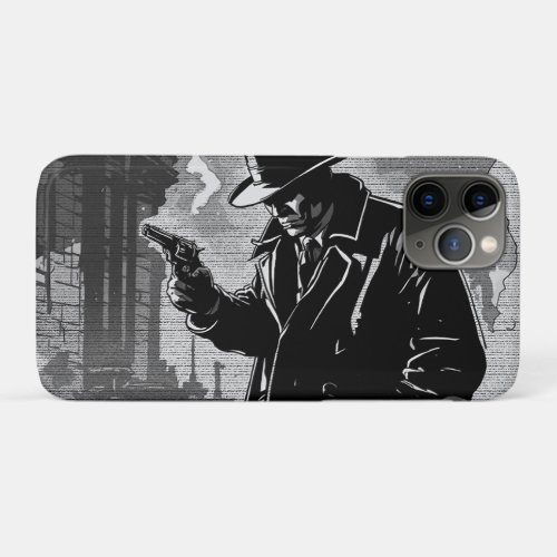 50s BW Graphic Comic Style Retro Urban Detective iPhone 11 Pro Case