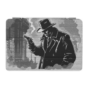 50s BW Graphic Comic Style Retro Urban Detective iPad Mini Cover