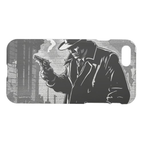 50s BW Graphic Comic Style Retro Urban Detective iPhone SE/8/7 Case