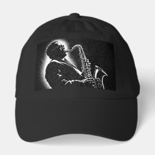 50s BW Graphic Style Saxophone Player Hat