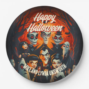 50s Costumes and Cocktails Vintage Halloween Party Paper Plates