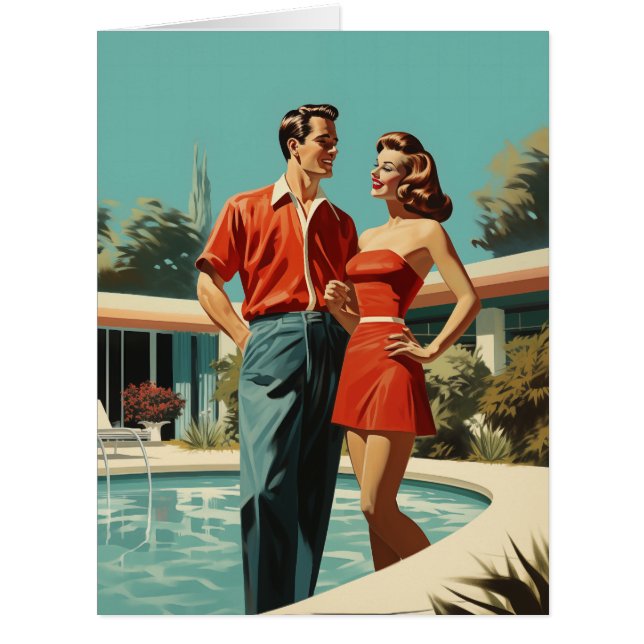 50s Couple By The Pool Cards (Front)