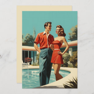 50s Couple By The Pool Invitation