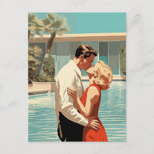 50s Couple Kissing Postcard