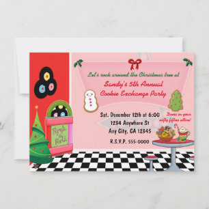 50's Diner Christmas Cookie Exchange Invitations. Invitation