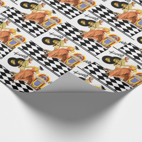 50s Diner Juke Box Records Couple Dancing Wrapping Paper