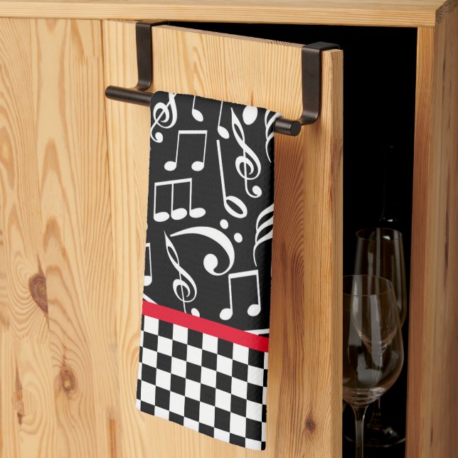 50's Diner Musical Notes kitchen towel (Thirds Fold)