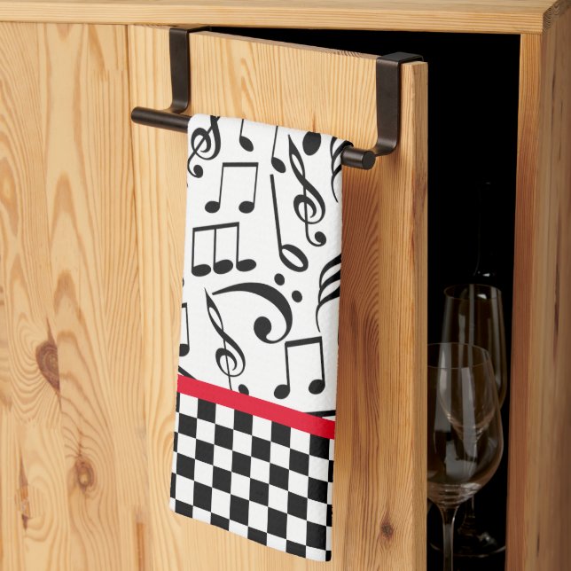 50's Diner Musical Notes kitchen towel (Thirds Fold)