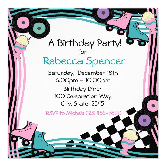 50s Diner Party Birthday Personalized Announcements