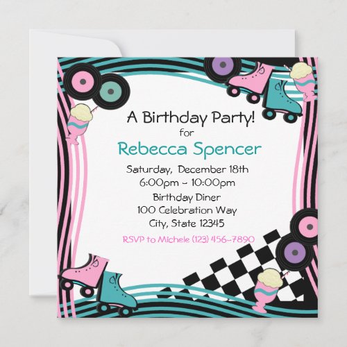 50s Diner Party Birthday Invitation