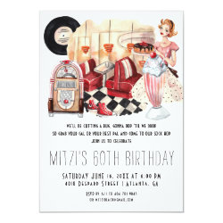 50's Diner Sock Hop Birthday Party Invitation