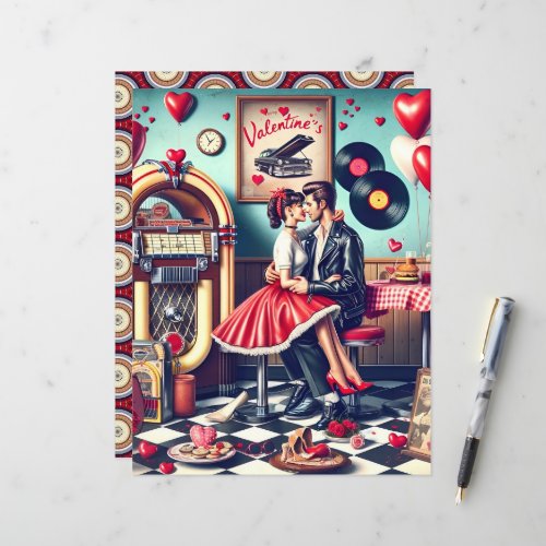 50s Diner Valentine Scrapbook Paper