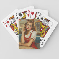 50's Diner Waitress Playing Cards